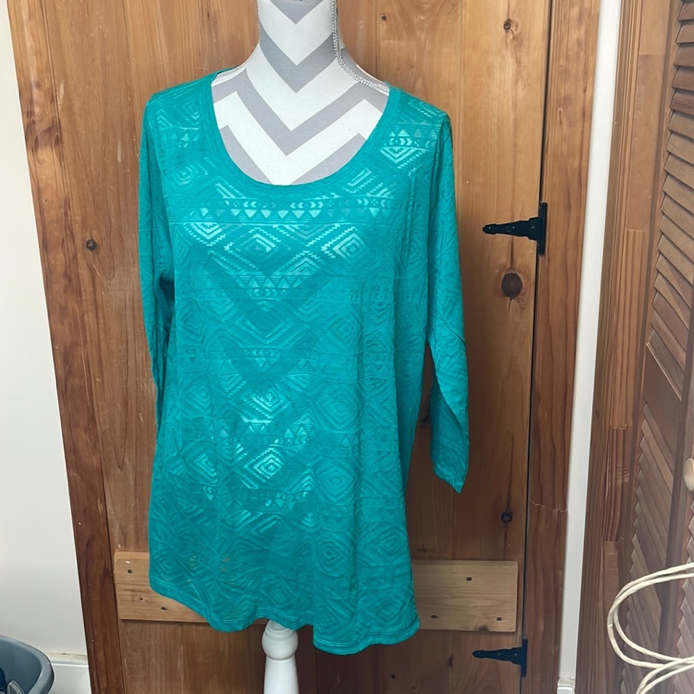 NWT Cheekys teal Southwest burn out shirt